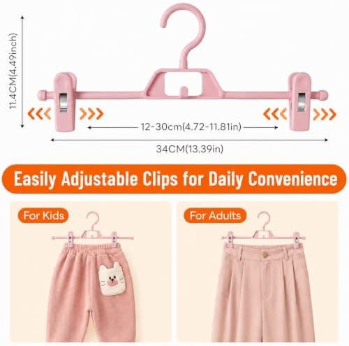 10 Pack Pants Hangers with Clips, Space Saving Skirt Hangers Organizer