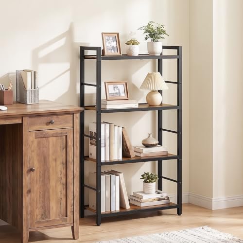 HOOBRO 4-Tier Bookshelf, Standing Tall Bookcase, Vertical Storage Shelf
