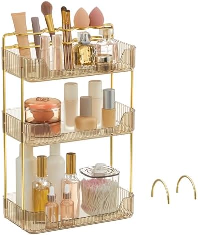 SONGMICS 3-Tier Makeup Organizer, Square, Customizable