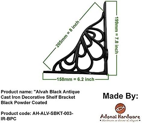Adonai Hardware Alvah Brass Decorative Shelf Bracket (Supplied as 2 Pieces per Pack) - Satin Nickel
