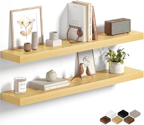 Fun Memories Floating Shelves for Wall 36 Inch, Set of 2 – Wall-Mounted Storage & Display Shelf with Invisible Bracket, 