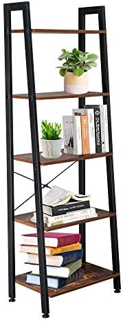 Standing Shelf Unit Wood Bookcase Storage Organizer 5 Tiers Bookshelf Rack for Living Room
