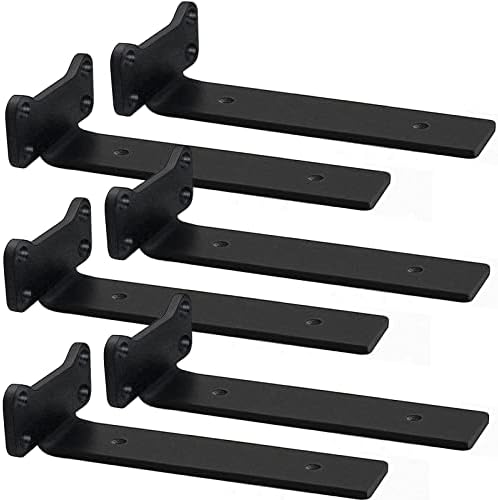 Floating Shelf Brackets Heavy Duty Industrial L Shelf Bracket - 5mm Thick Premium Solid Steel Shelf Supports, Black Rust
