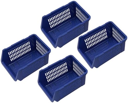 4 Pcs Stackable Storage Baskets, Compact Rolling Storage Baskets Set, Small Stackable Organizer Bins for Kitchen Bedroom
