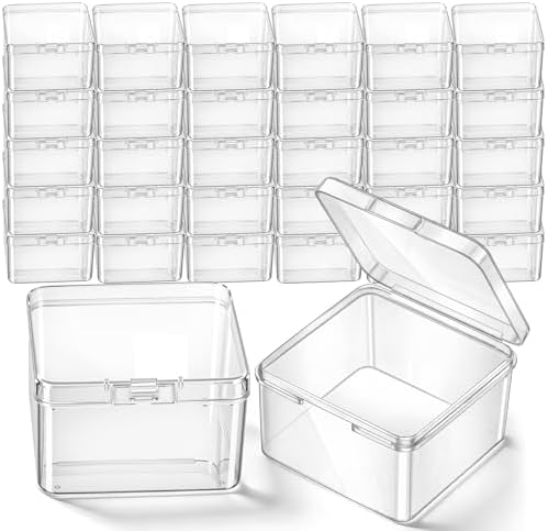 Jetec 30 Pieces Small Clear Plastic Storage Box, 2.5 x 2.5 x 1.6 Inch