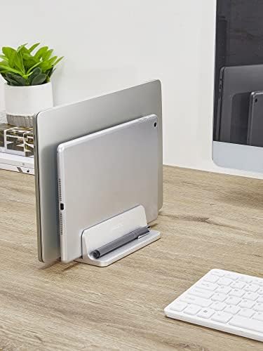 JARLINK Double Vertical Laptop Stand, Adjustable Aluminum Desk Dock, Black