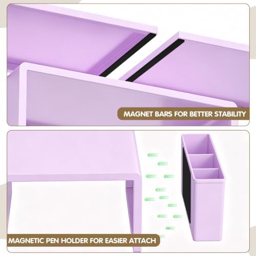 LEKETREE Dual Monitor Stand Riser with Drawer and 2 Pen Holders, Purple