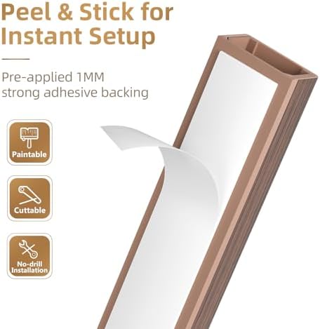 Delamu Cord Hider, 85in Cord Covers for 1 Wire on Wall, One-Cord Cable Hider, Easy Mount Wire Hiders Wire Covers for TV 