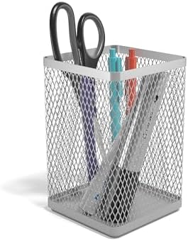TRU RED Stackable Wire Mesh Jumbo Pencil Holder, Silver, 3-Pack