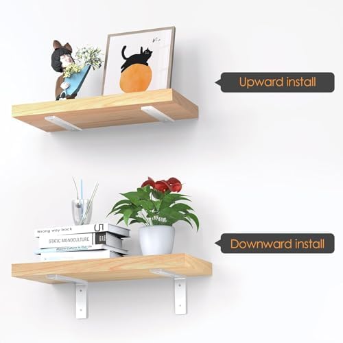 White Floating Shelf Bracket 12 Inch, 6 Pack Heavy Duty Shelf Brackets, Wall Shelf Bracket for DIY Decorative with Mount