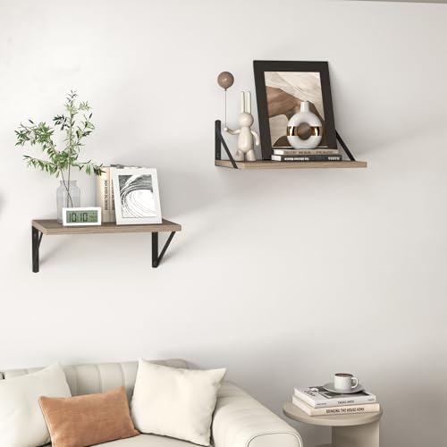 Heimlove 16W x 12D Deep Floating Shelves Set of 2 Grey