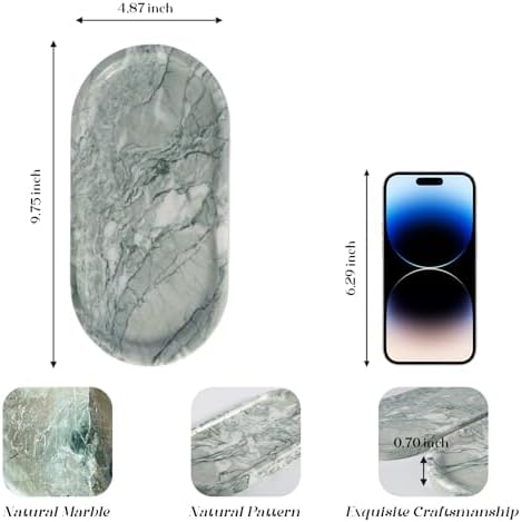Koville Marble Bathroom Tray for Countertop, Vanity Tray Stone Trays for Decor, Natural Marble Decorative Tray for Dress