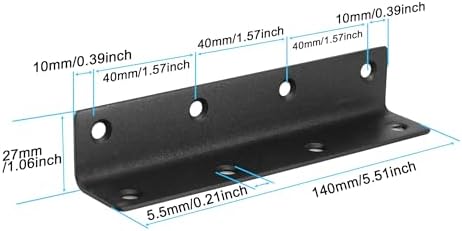 L Bracket, Heavy Duty Corner Brace, 4 Pack 5.51" Metal Shelf Bracket Angle Bracket for Shelves, Black Metal Braces for W
