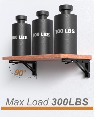 10-Inch Foldable Brackets for DIY Folding Shelves or Tables, L Shelf Brackets Collapsible, Heavy Duty Stainless Steel, M
