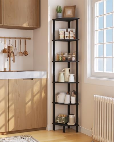 IBUYKE 6 Tier Corner Shelf Stand,Industrial Corner Display Rack WBC011B