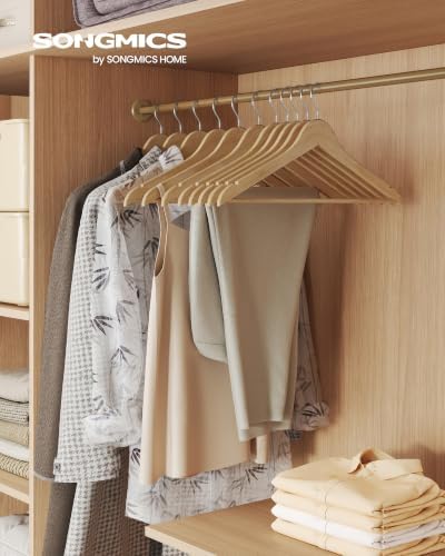 SONGMICS Wooden Hangers, 50 Pack, Basic Wood Clothes Hangers, Space Saving