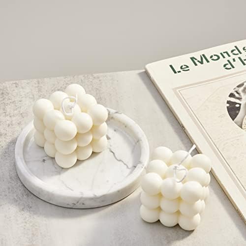 Italian 100% Marble Round Vanity Tray 5.5'', Decorative & Fruit Serving Trays for Bathroom, Kitchen, Nightstand, Jewelry