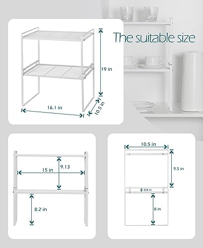 Shantton Cabinet Shelf Organizer, Pantry Shelf Rack, White 16.1x10.6x9.5