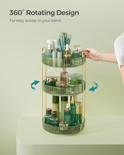 SONGMICS 3-Tier Makeup Organizer, Round Rotating, Customizable