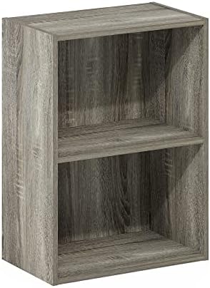 Furinno LUDER 2-Tier Book Shelf, Open Shelves Bookshelf, French Oak