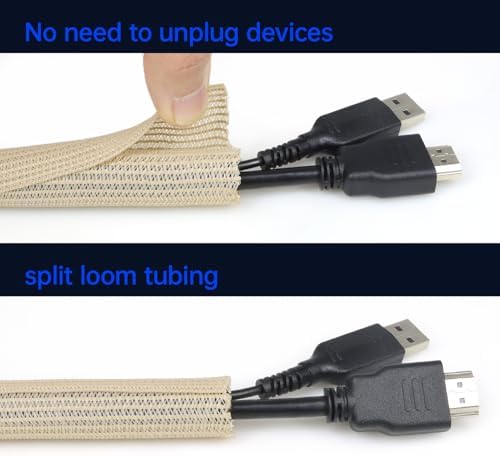 Cable Management, 16FT Wire Management Computer Cord Desk Organizer Protectors from Pets No Chew (Wood Color, 3mm-(1/8")