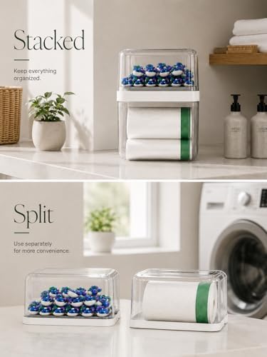 Trash Bag Dispenser Dishwasher Pods Organizer, Clear Acrylic Garbage Bag Holder Under Sink Organizer, Laundry Pods Conta