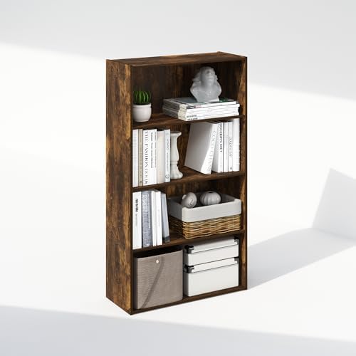Furinno Simple Book Shelf, 4-Tier Bookshelf, Bookcase with Open Shelf, 9.4 x 23.6 x 41.7, for Living Room, Bedroom, Home