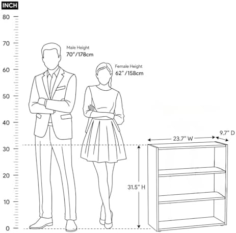3 Shelf Bookcase, 31.5" H Small Book Shelf for Small Spaces, 3 Tier Bookshelf for Home Office and Dorm, Short Wooden Sto