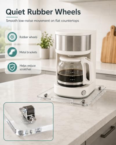 Appliance Slider – Sliding Tray for Coffee Maker, Clear Acrylic 9.8 * 14 In