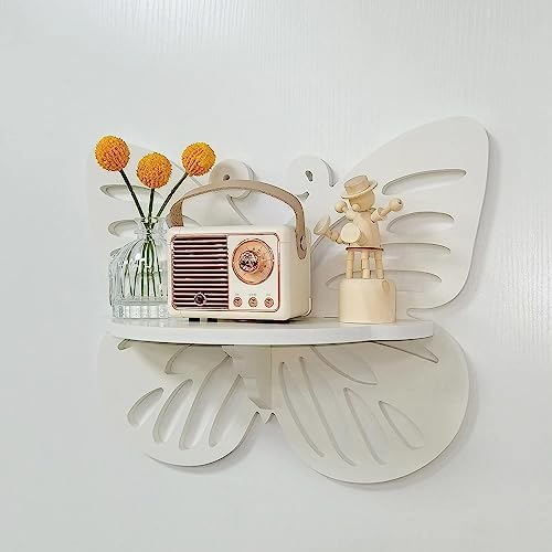 Butterfly Shaped Nursery Wall Deor Floating Shelf, Cute Wall Display Rack for Kid’s Room, Small Decorative Shelf Wall Mo