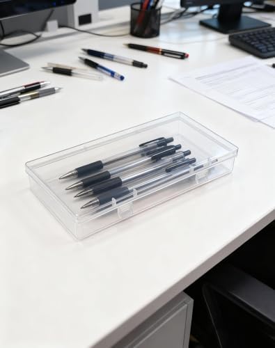 LJY 12 Clear Rectangular Plastic Boxes, 6.1 x 3.3 x 1.2 in for Sewing