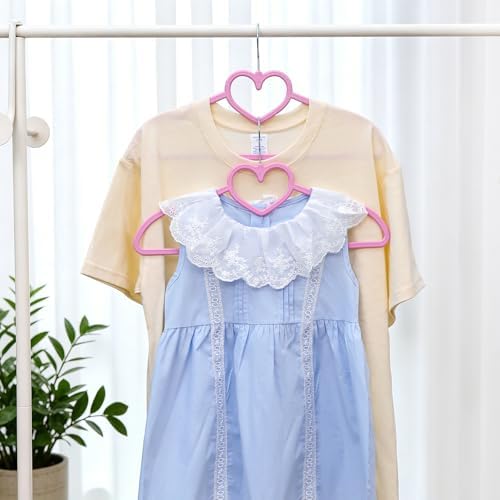 Plastic Hangers 50 Pack - Space Saving Cute Heart Hanger（Colorful）