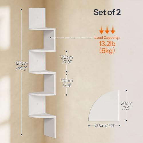 HOOBRO Corner Shelf Wall-Mounted, Set of 2 Floating Corner Shelves for Wall
