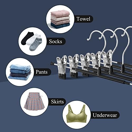 Pants Hangers with Clips Skirt Hangers 14 Inch 20 Pack, Black