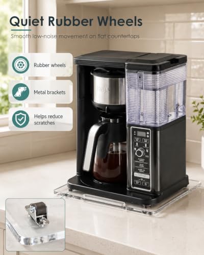 Appliance Slider – Sliding Tray for Coffee Maker, Clear Acrylic 10 x 12 In