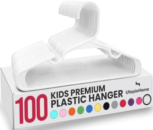 Utopia Home Kids Hangers 100 Pack – 11.5 Inch Baby Closet Hangers White