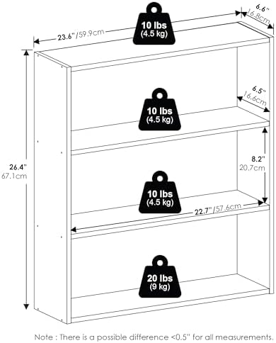 3-Tier Bookshelf, Cube Storage Organizer Bookcase, Book Shelf with Open Shelf, 7 x 24 x 26, for Home Office, Living Room