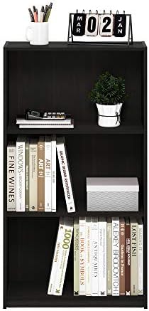 Furinno Basic 3-Tier Book Shelf with Open Shelves, Dark Espresso