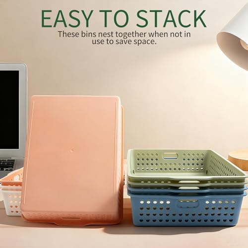 8 Pack Paper Organizer Baskets Trays, 14 In Plastic Storage Baskets