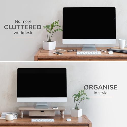 Anji Mountain Monitor Stand for Desk - Desktop Organizer & Laptop Riser, Ergonomic Monitor Riser, Space-Saving, Durable,