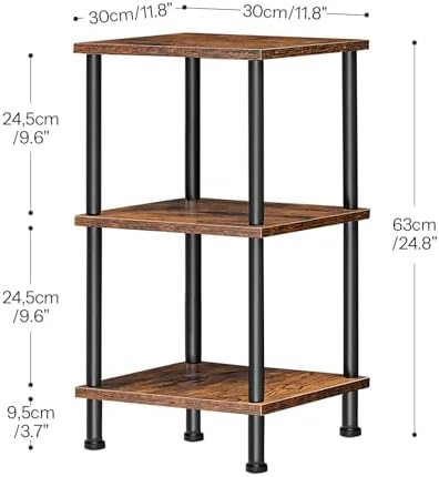 HOOBRO 3-Tier Corner Shelf Stand, Corner Square Rack Display Shelf, Tall Storage Plant Stand, Bookcase for Small Spaces,