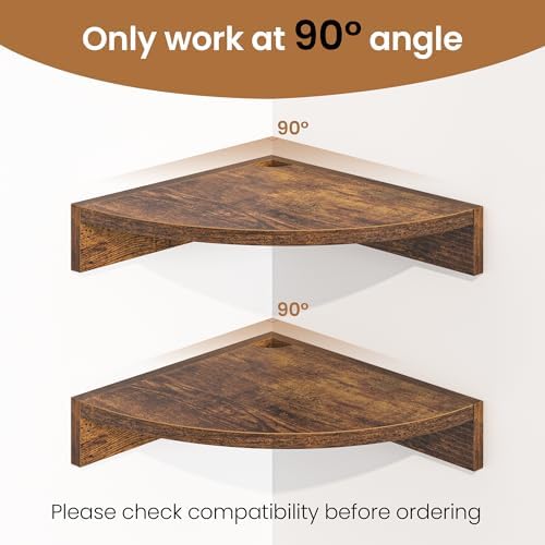 Fun Memories Corner Shelf Wall Mount, Wood Floating Corner Shelves, Corner Wall Shelf for Bedroom, Bathroom, Kitchen, Li