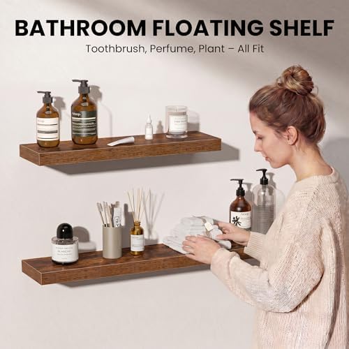 Fun Memories Floating Shelves for Wall 20 Inch, Set of 2 – Wall-Mounted Storage & Display Shelf with Invisible Bracket, 