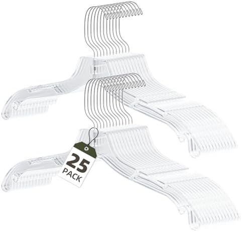 Clear Plastic Hanger 25 Pack, Heavy Duty Clothes Hangers