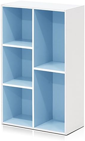 Furinno LUDER Book Shelf, 5-Cube Bookshelf, Reversible Bookcase, 9.4 x 19.5 x 31.5, Easy Assembly, for Living Room, Bedr