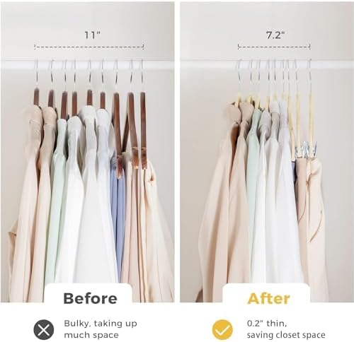 VECELO 20 Pack Velvet Clothes Hangers with Adjustable Clips,Heavy-Duty Non Slip & Space-Saving with 1 Magic Hangers & 2 Tie Rack for Suit Coat Pants Skirt Dresses