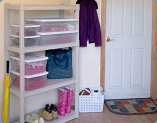 Sterilite 28 Qt Underbed Storage Box, Stackable Bin with Lid, Plastic Container to Organize, Bedroom, Clear Base and Whi
