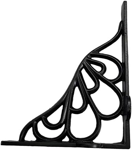 Adonai Hardware "Alvah" Black Antique Cast Iron Decorative Shelf Bracket (Supplied as 2 Pieces per Pack) - Matte Black P