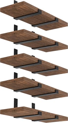 WEKIS Shelf Brackets 12 Inch, Strong Heavy Duty Floating Shelf Brackets Pack of 10, Industrial Metal Iron Matte Black Sh