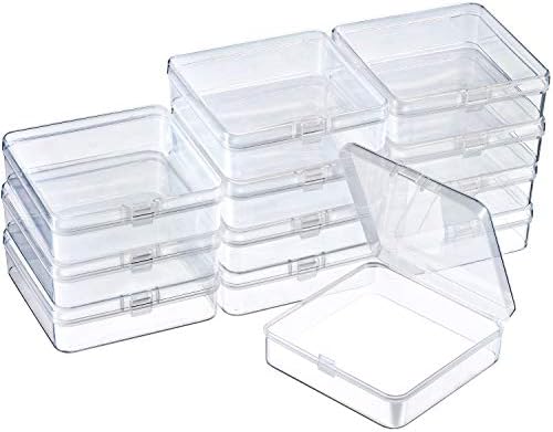 SATINIOR 24 Pcs Small Clear Plastic Container Box, 3.7 x 3.7 x 1.2 in